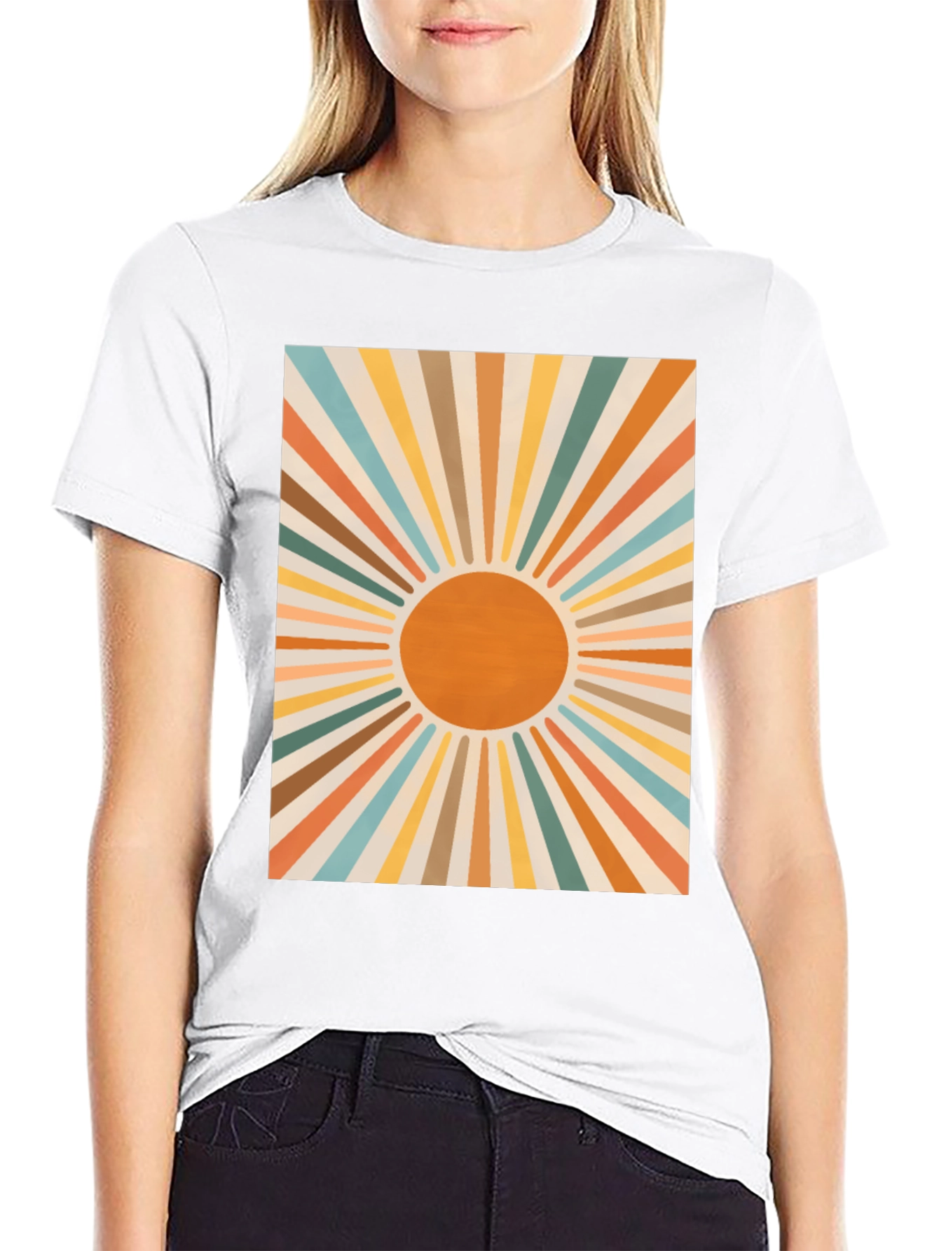Retro Sunburst Graphic Tee - Black
