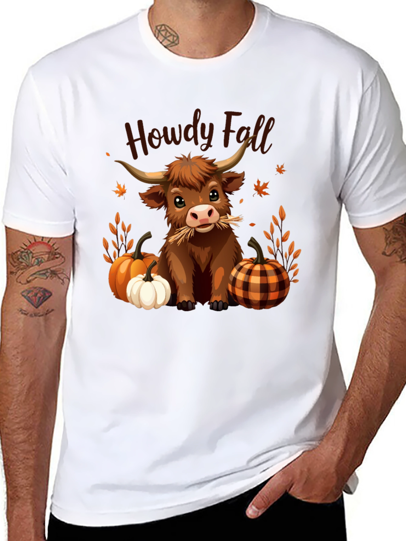 Howdy Fall Highland Cow T-Shirt - Autumn Harvest Tee