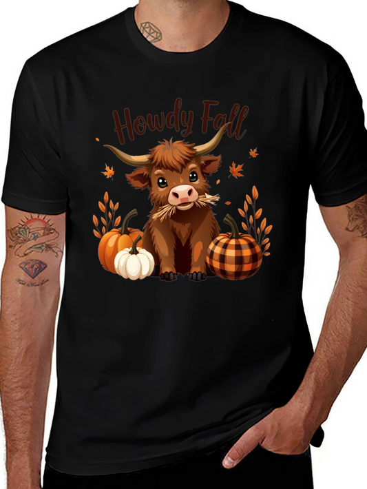 Howdy Fall Highland Cow T-Shirt - Autumn Harvest Tee