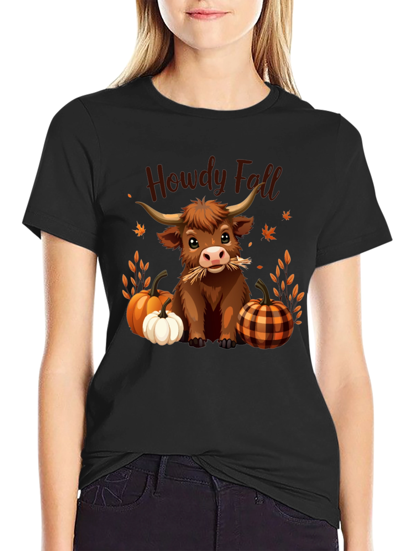 Howdy Fall Highland Cow T-Shirt - Autumn Harvest Tee