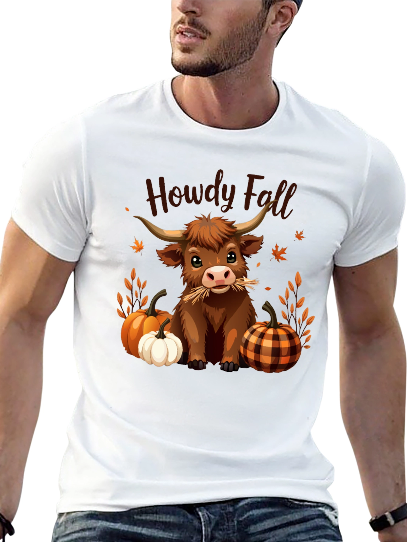 Howdy Fall Highland Cow T-Shirt - Autumn Harvest Tee