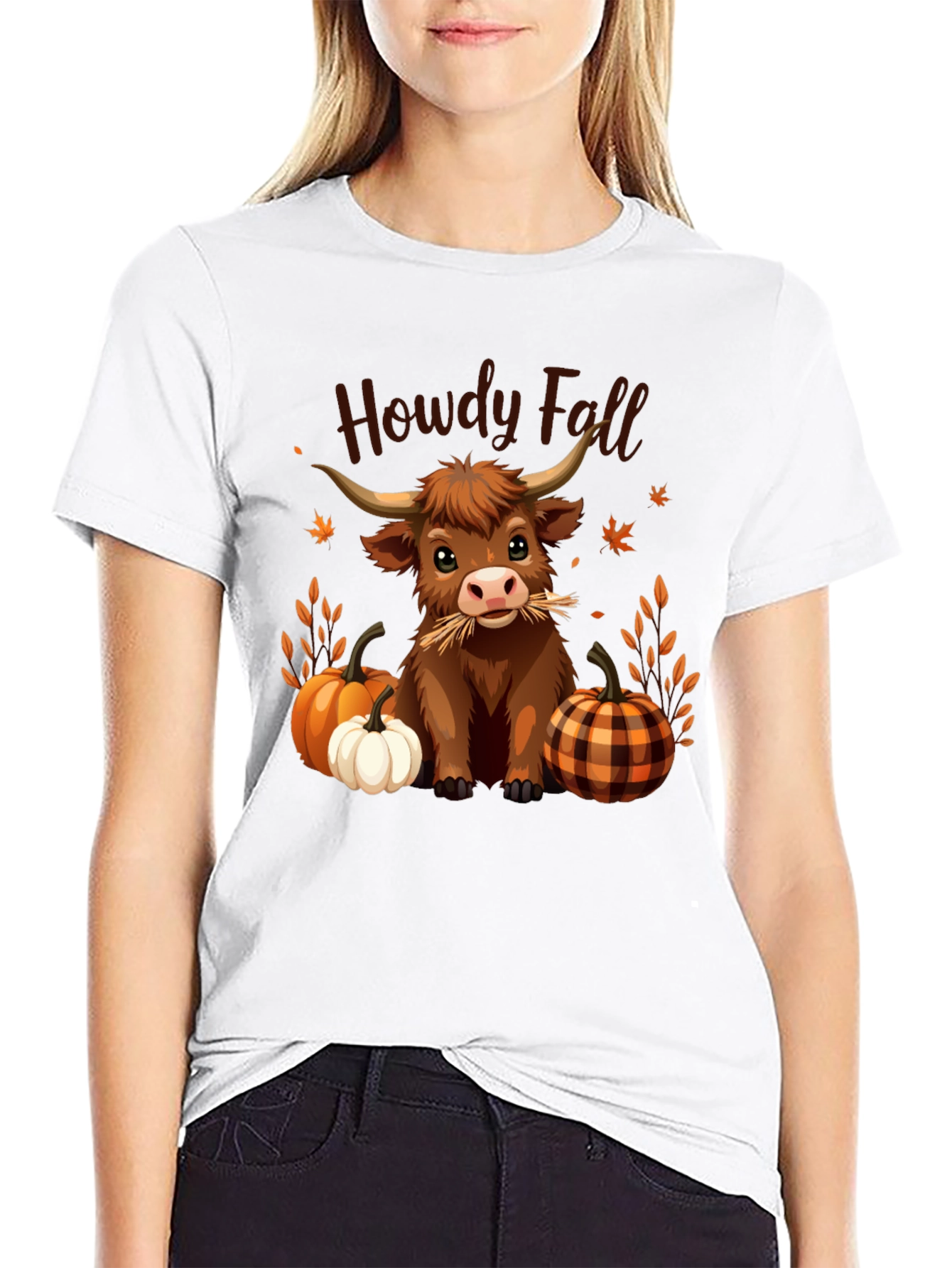 Howdy Fall Highland Cow T-Shirt - Autumn Harvest Tee