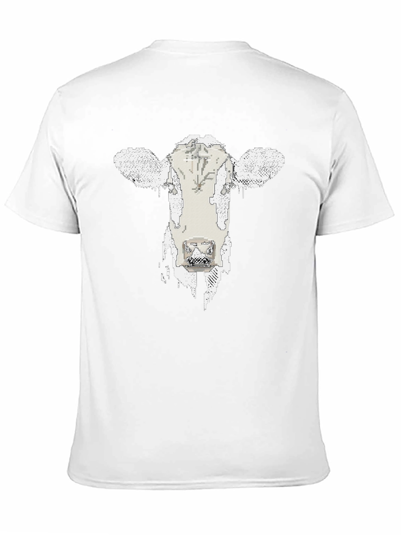 Pixelated Cow Graphic Tee - Black Cotton T-Shirt