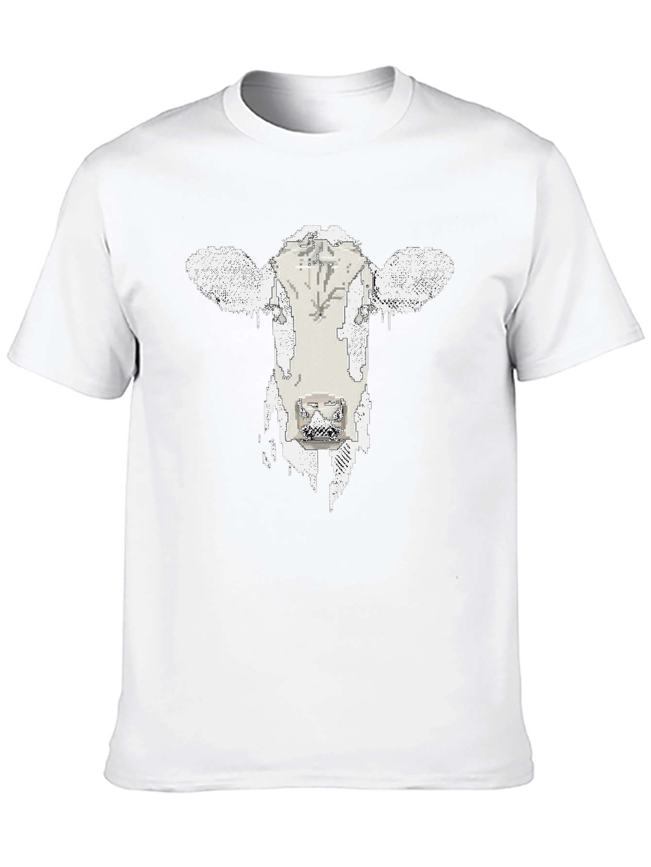 Pixelated Cow Graphic Tee - Black Cotton T-Shirt