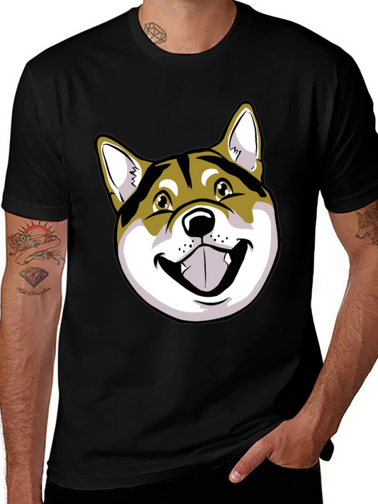 Shiba Inu Dog Graphic Print Black T-Shirt