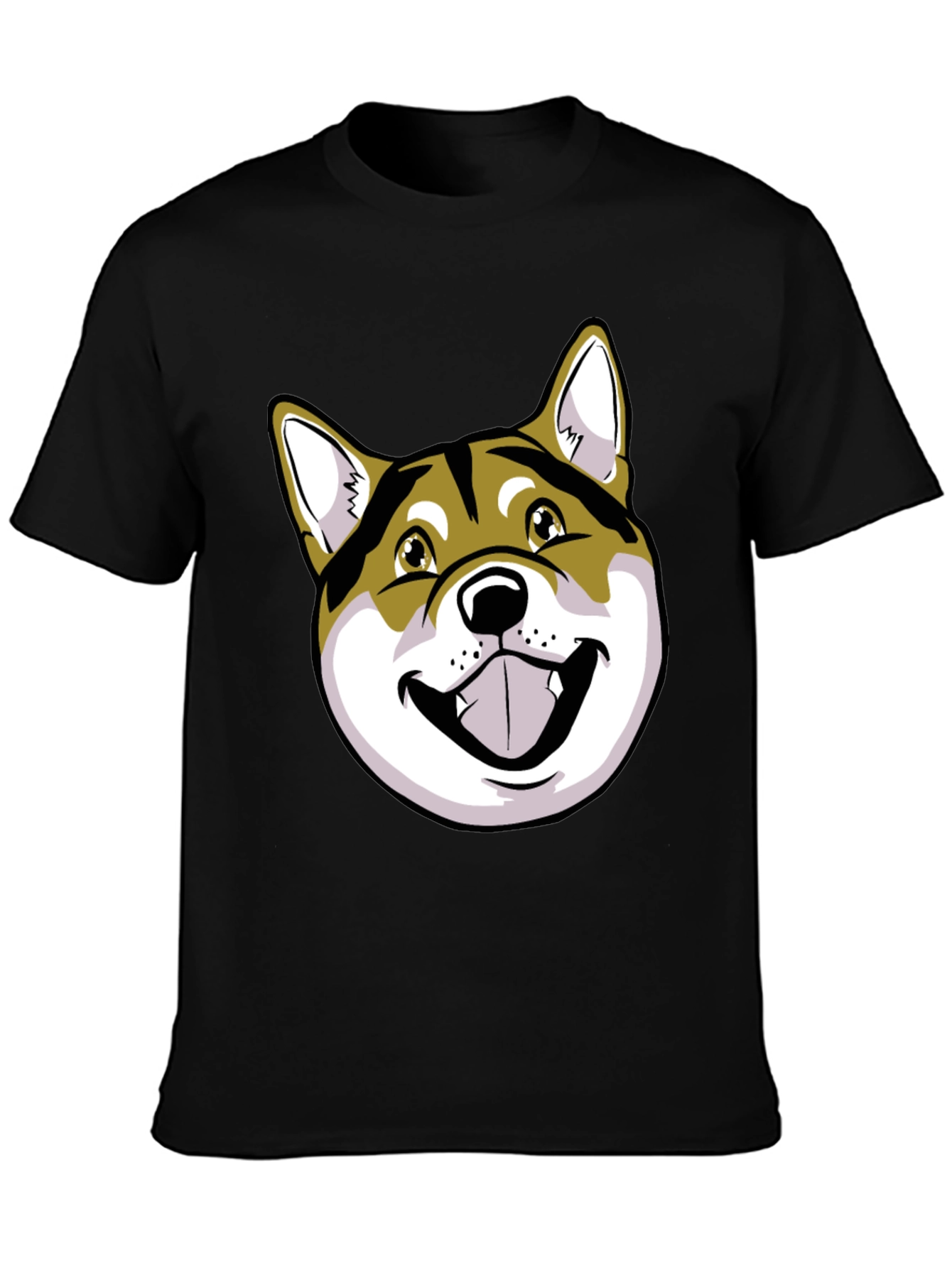 Shiba Inu Dog Graphic Print Black T-Shirt