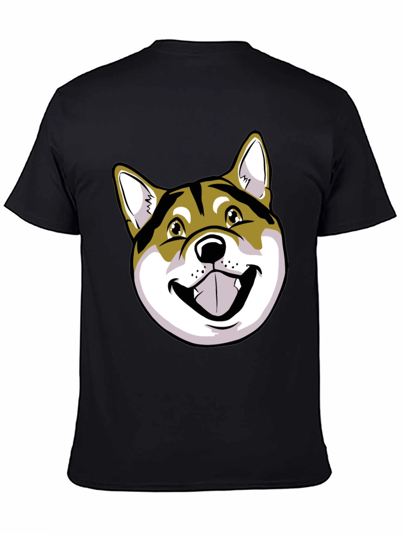 Shiba Inu Dog Graphic Print Black T-Shirt