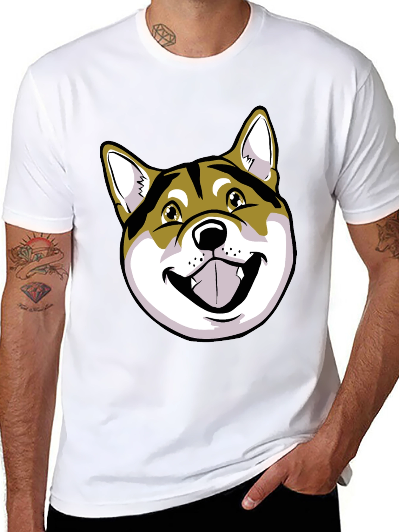 Shiba Inu Dog Graphic Print Black T-Shirt
