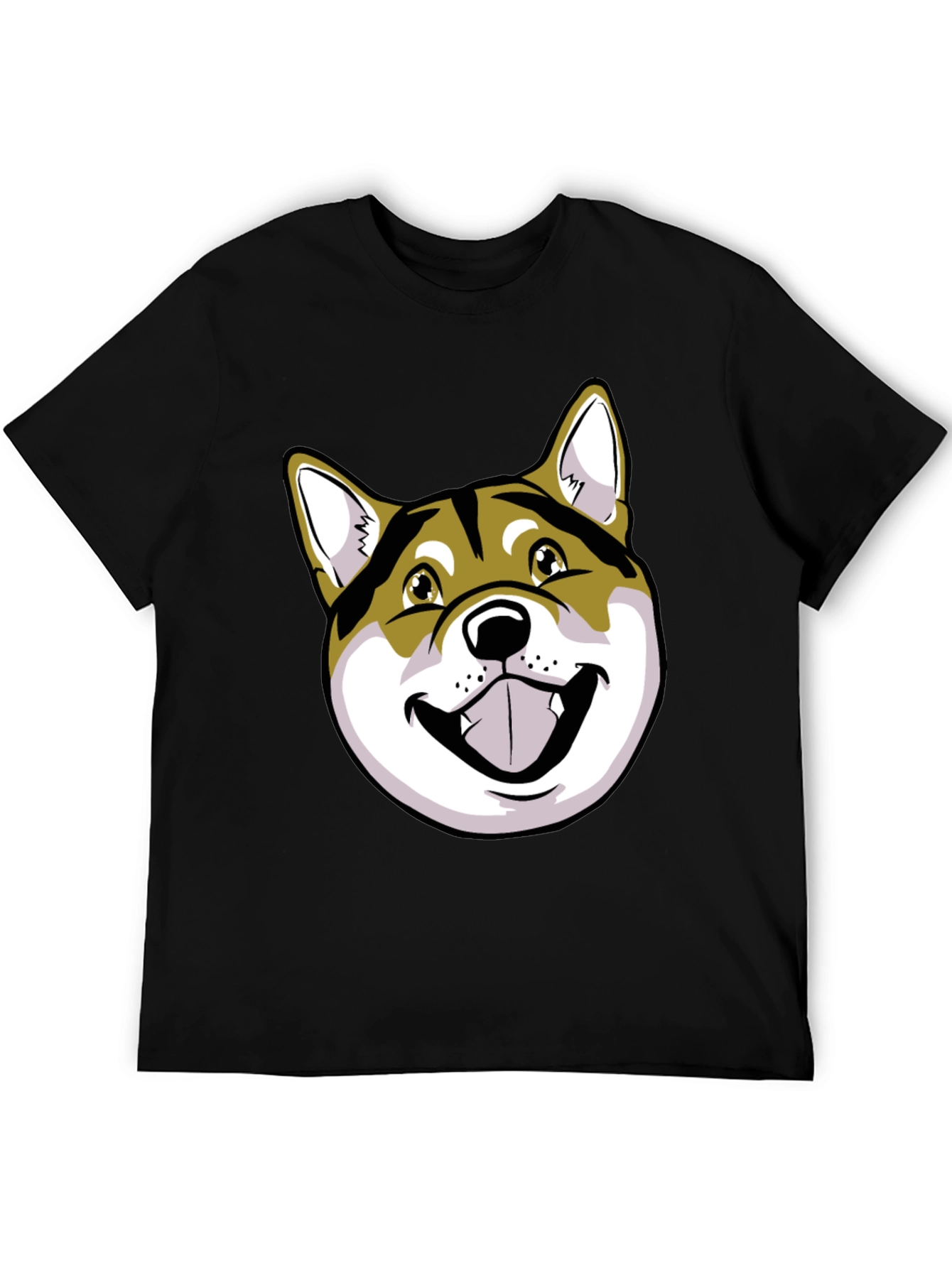 Shiba Inu Dog Graphic Print Black T-Shirt