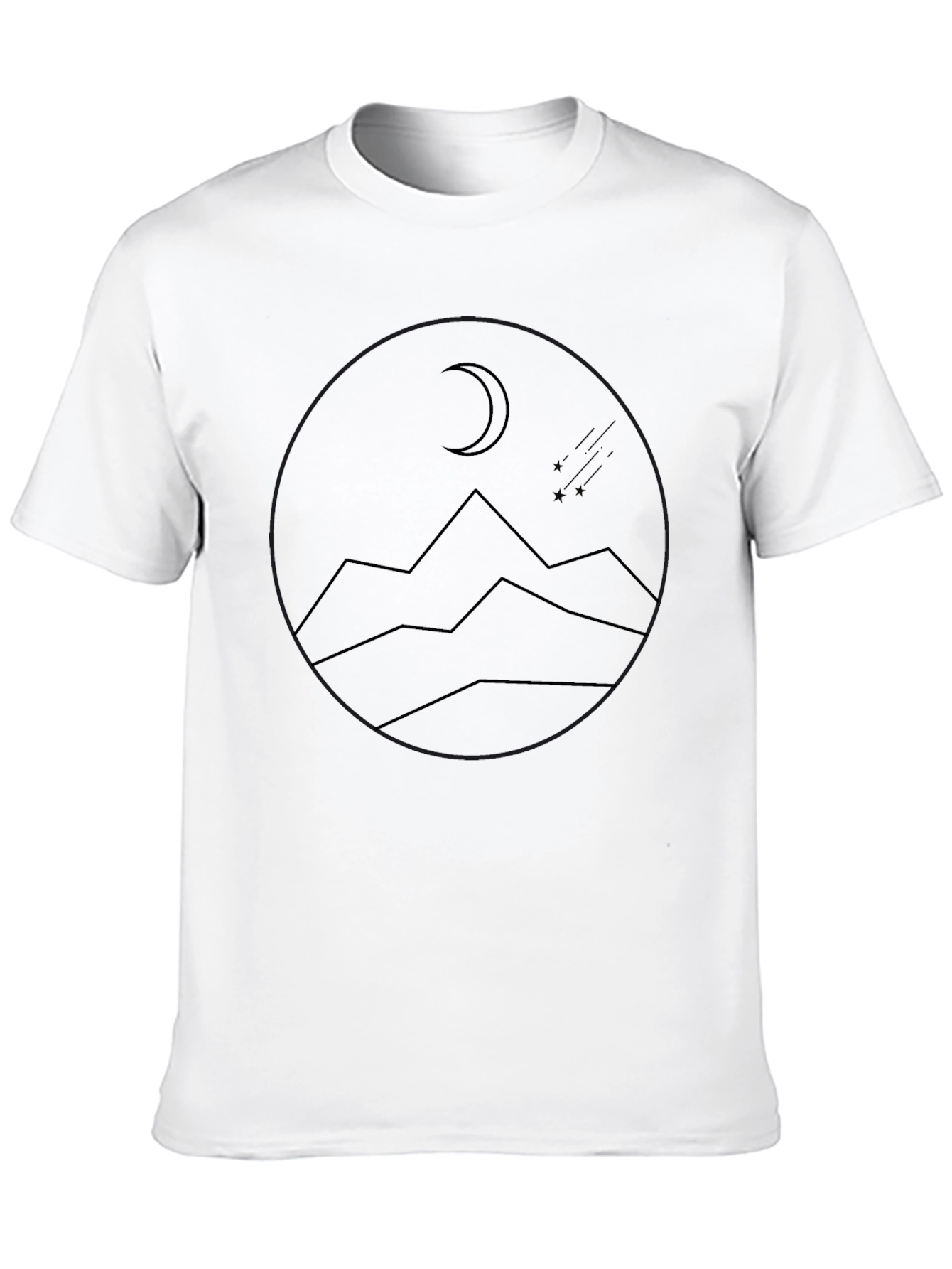 Minimalist Moon & Mountains Graphic Black T-Shirt