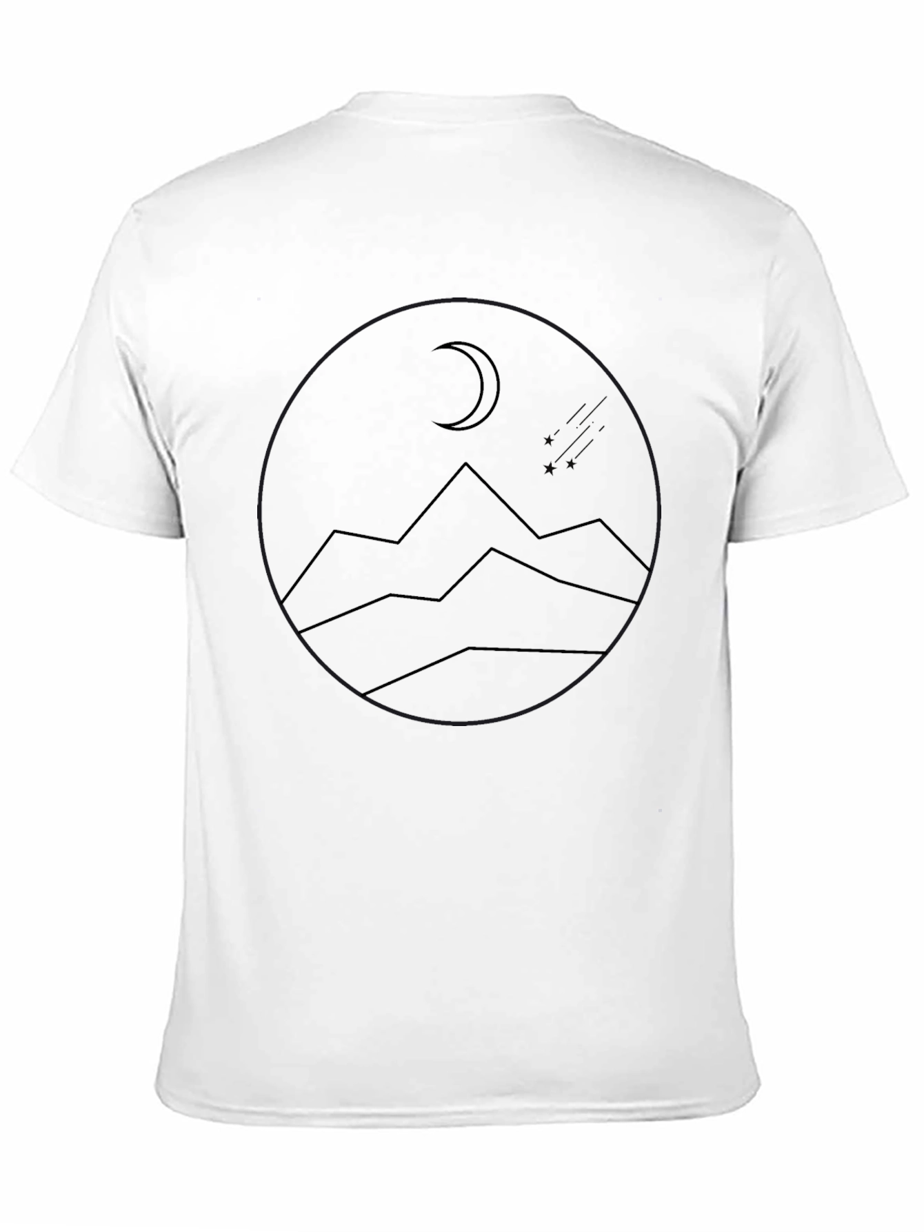 Minimalist Moon & Mountains Graphic Black T-Shirt