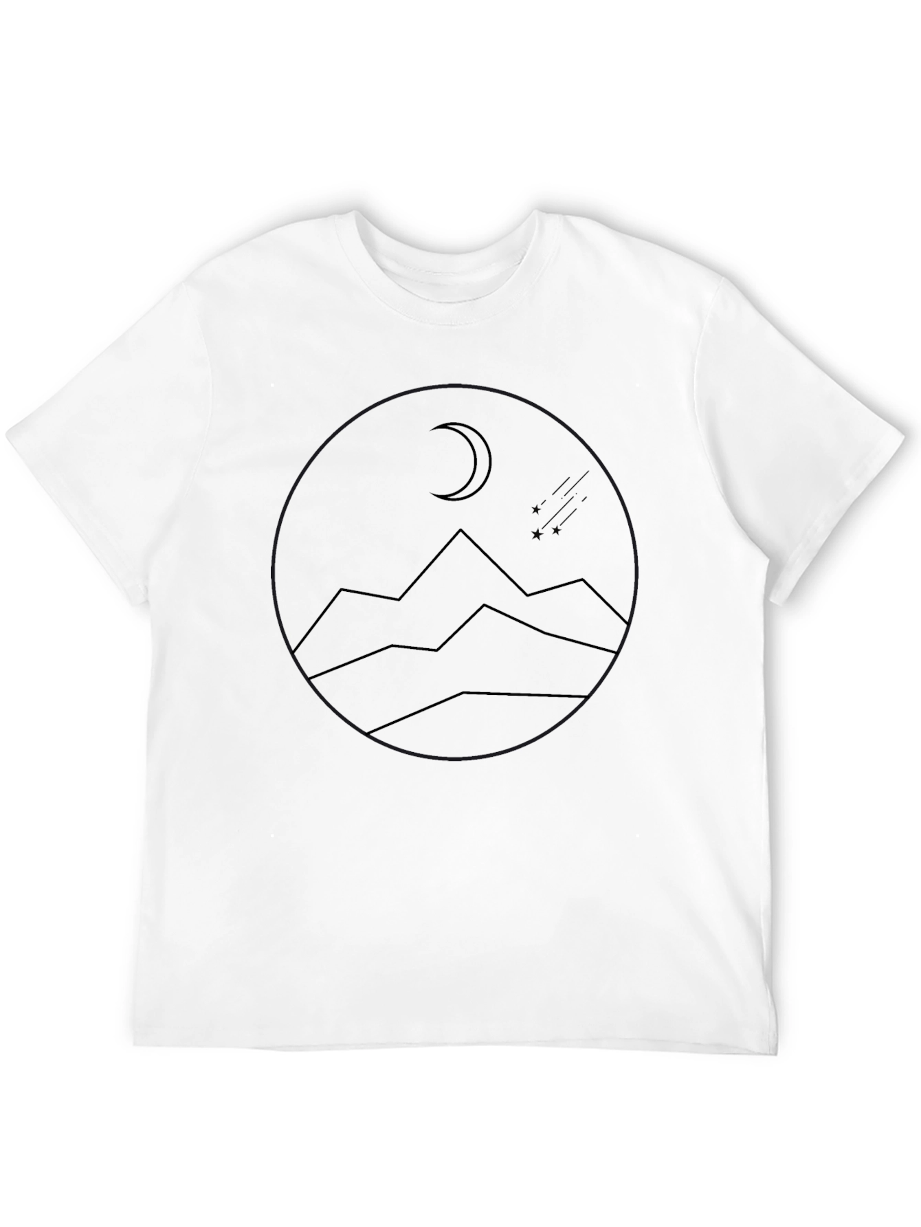 Minimalist Moon & Mountains Graphic Black T-Shirt