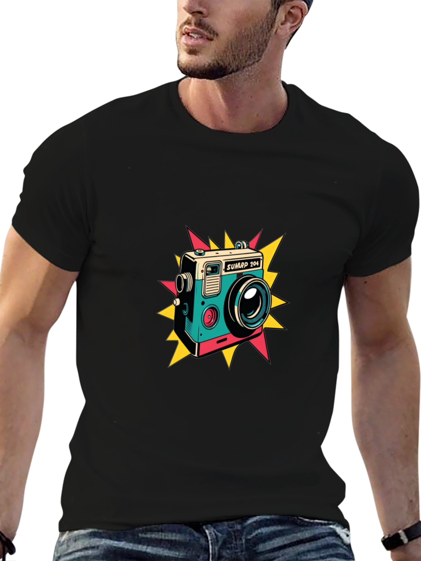 Retro Camera Graphic T-Shirt - Stylish Tee