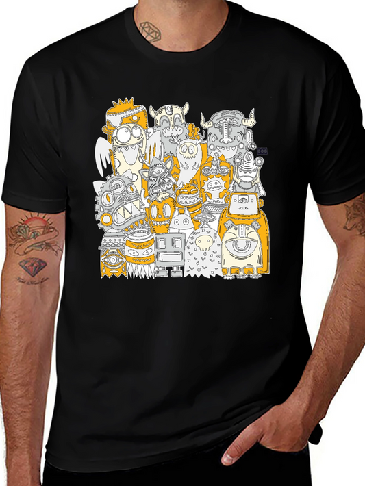 Monster Mash Graphic Print Black T-Shirt
