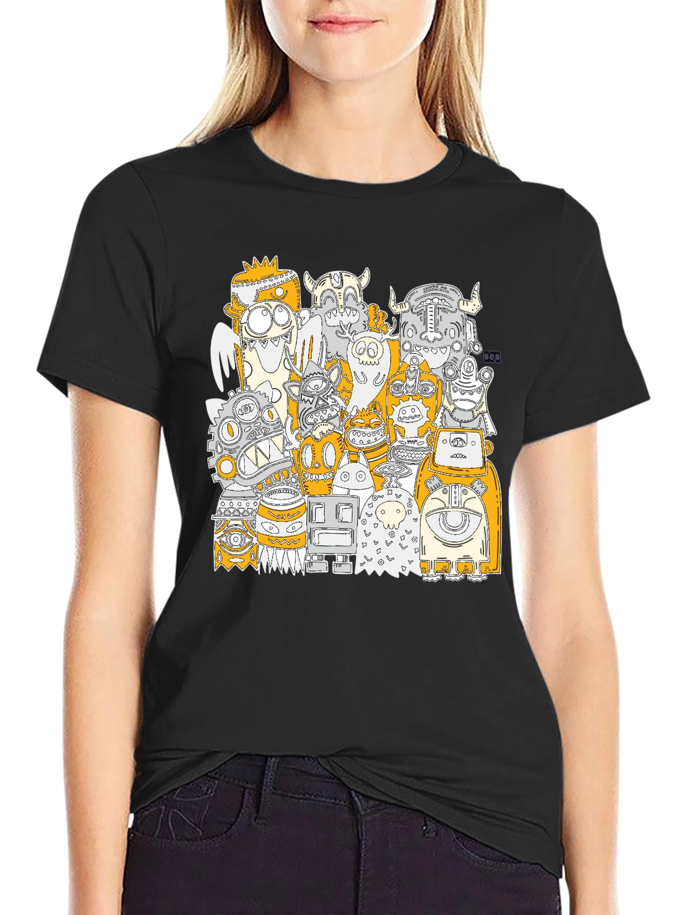 Monster Mash Graphic Print Black T-Shirt