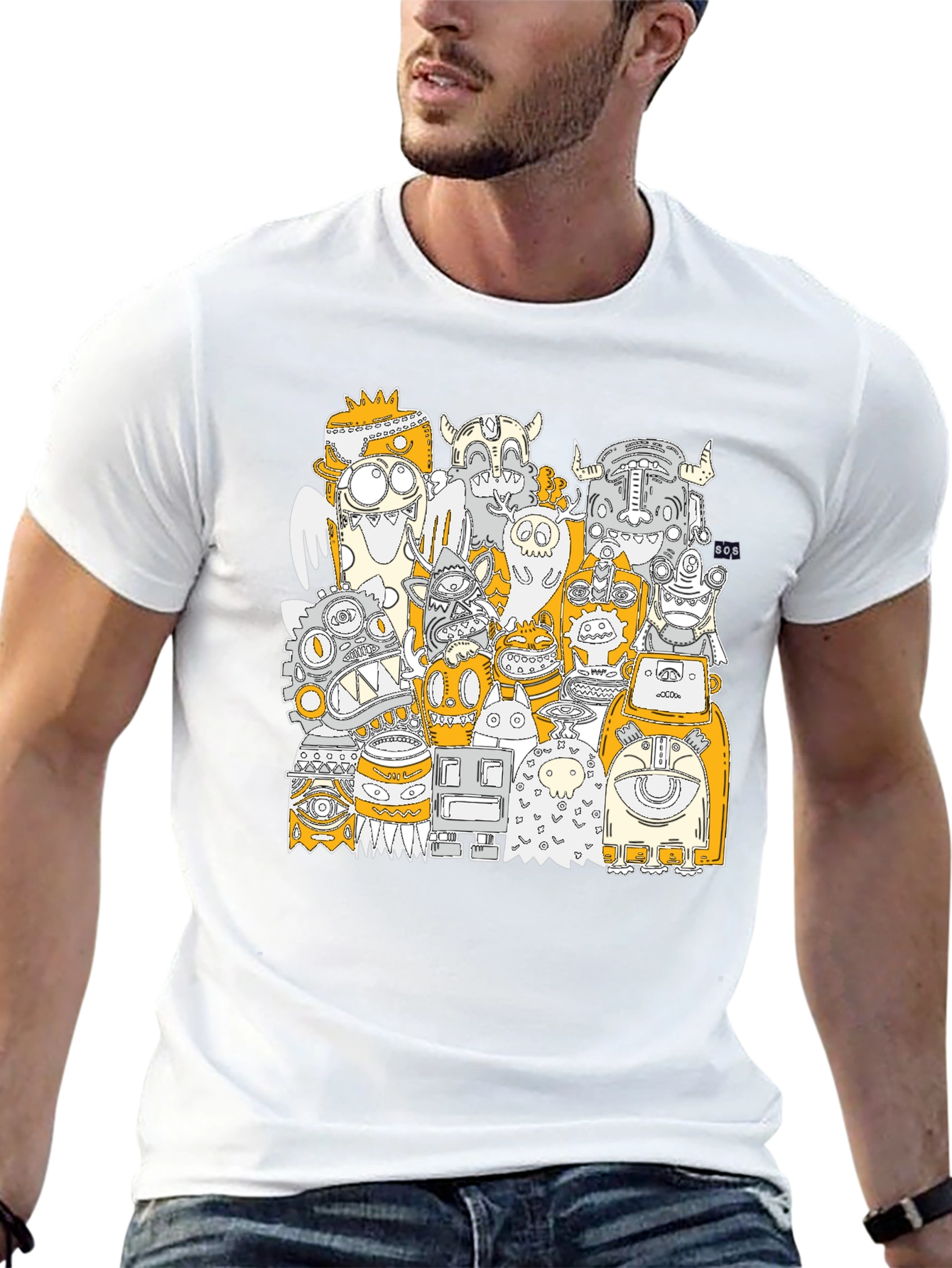 Monster Mash Graphic Print Black T-Shirt