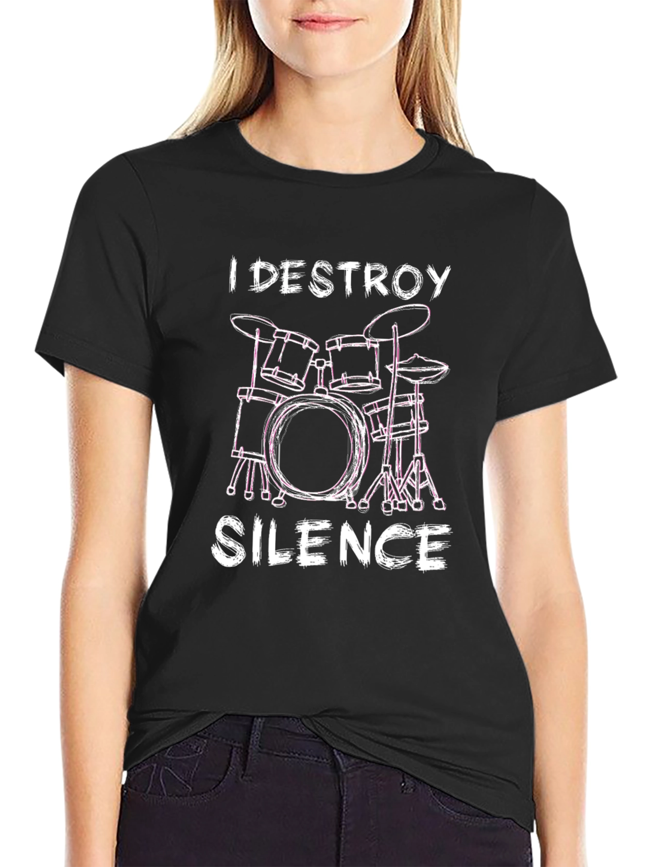 I Destroy Silence Drum Set Graphic T-Shirt