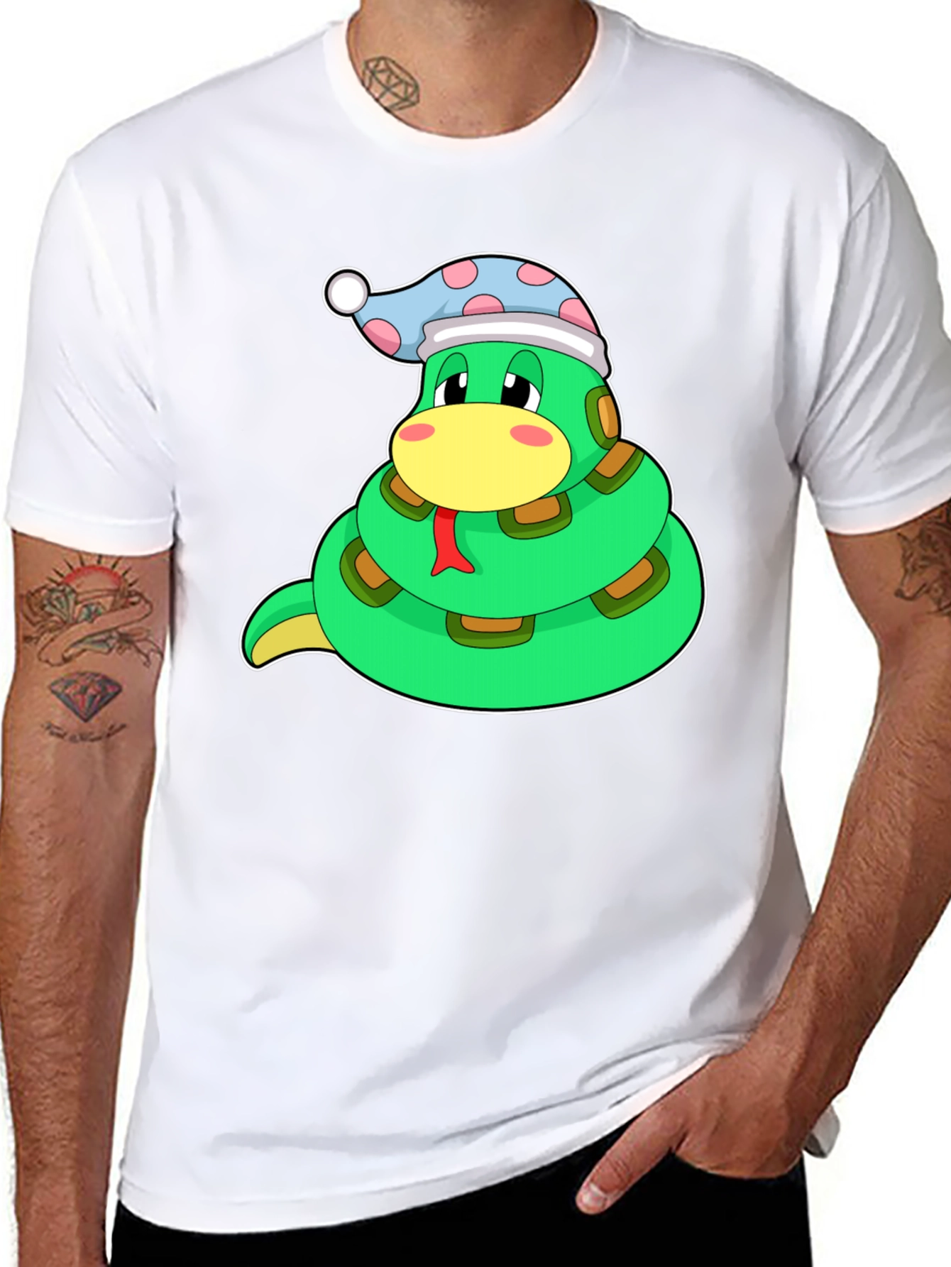 Cute Snake in Hat Graphic T-Shirt