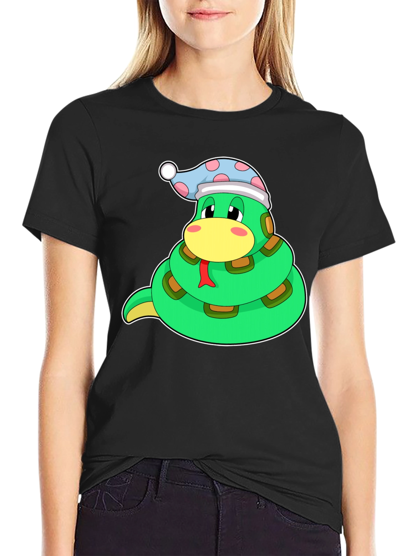 Cute Snake in Hat Graphic T-Shirt