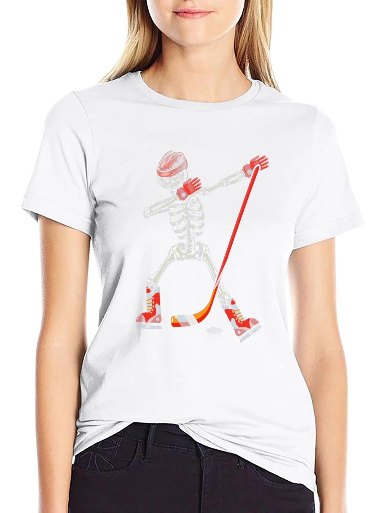 Skeleton Hockey Player T-Shirt - Halloween Tee