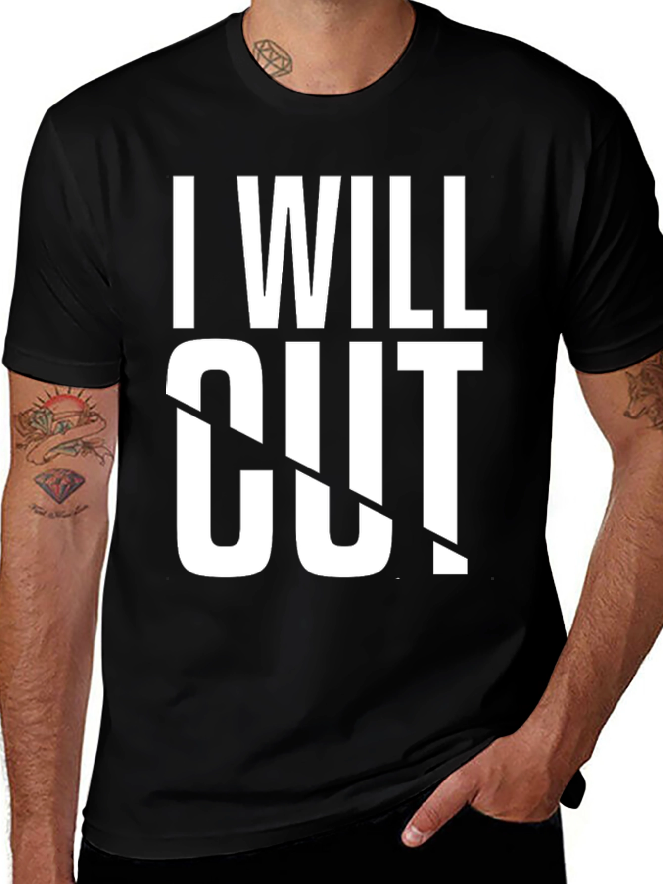 I Will Cut It Mens Black Graphic Tee