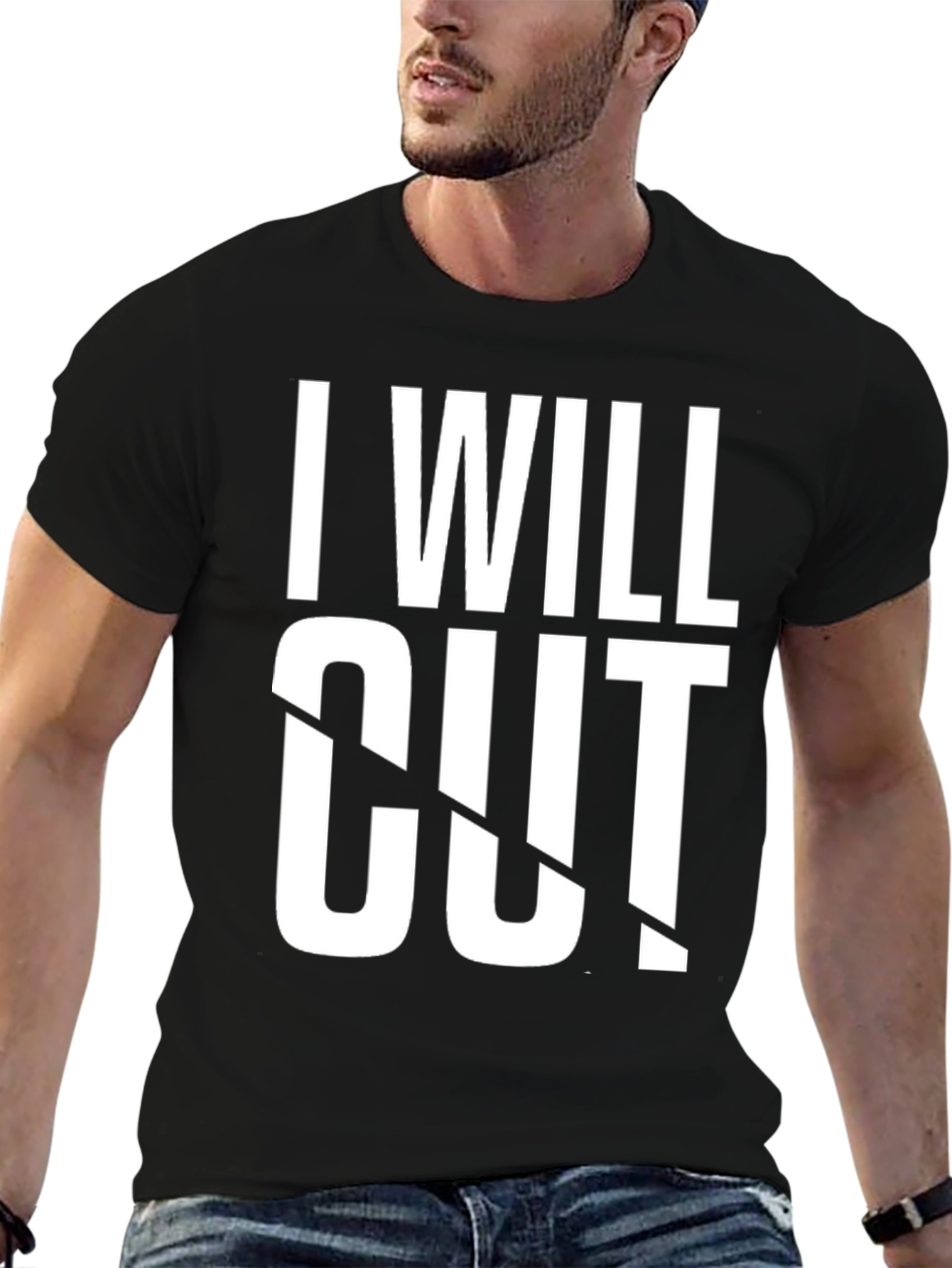 I Will Cut It Mens Black Graphic Tee