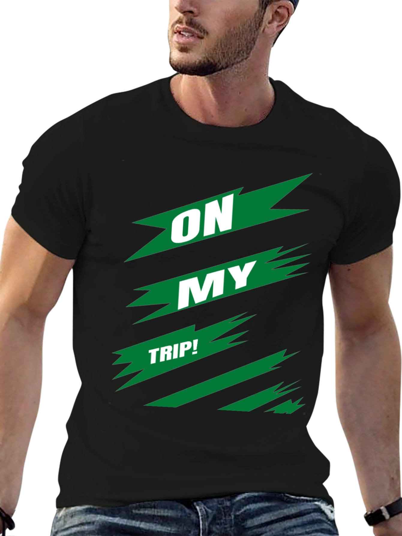 On My Trip! Graphic Tee - Bold Green Design