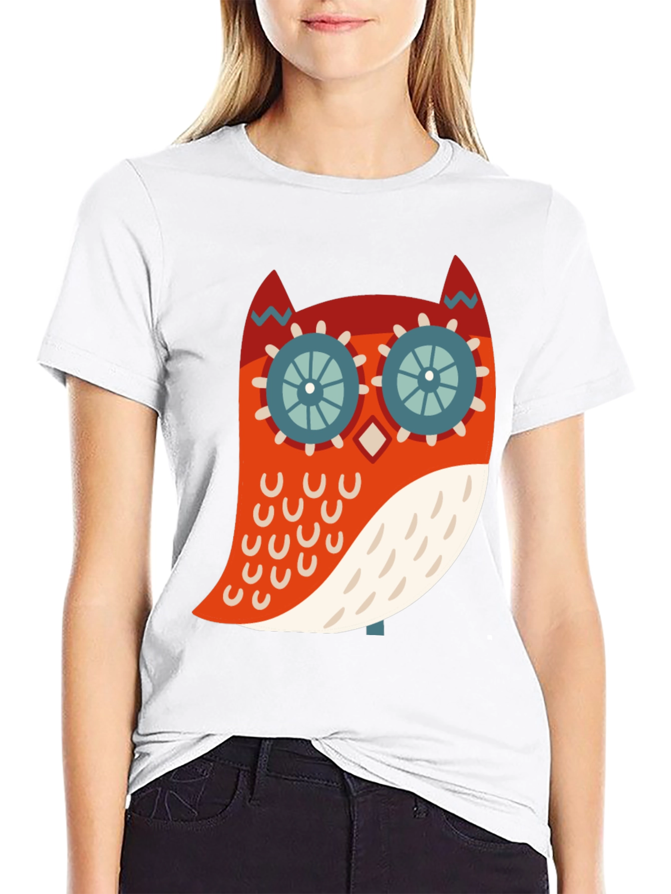 Cool Owl Graphic Print Black T-Shirt