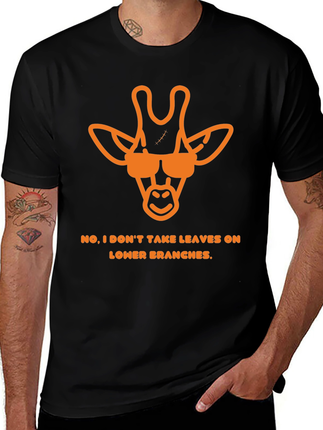 Cool Giraffe Graphic Tee - Leaves on Lower Branches