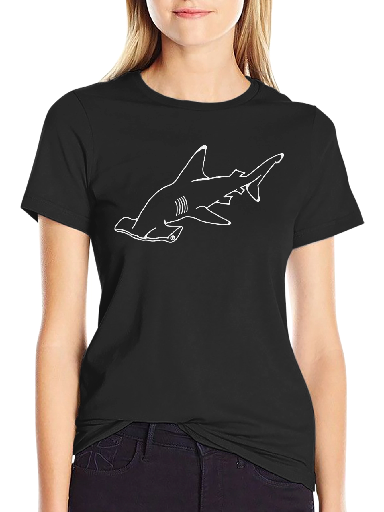 Hammerhead Shark Graphic T-Shirt - Black