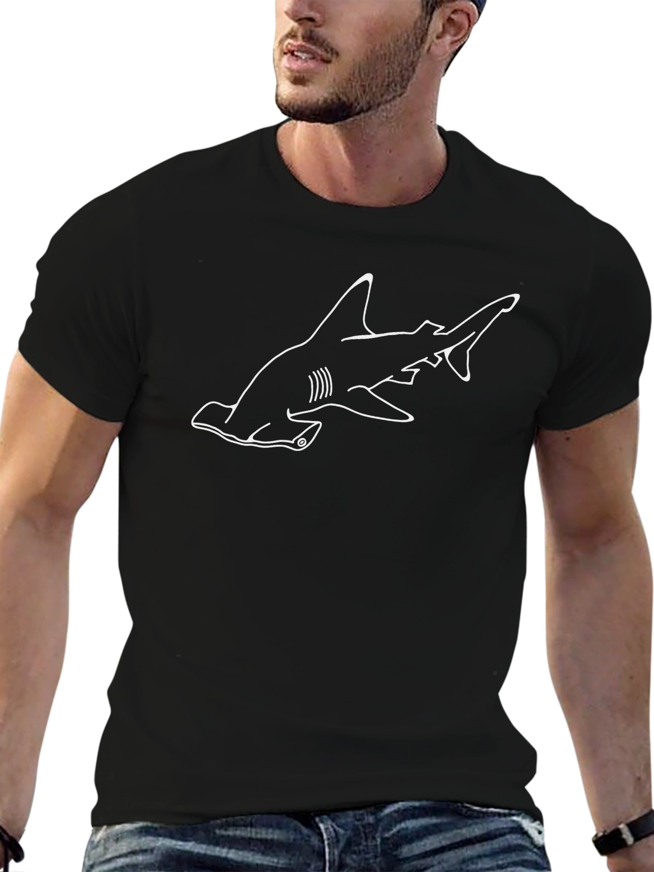 Hammerhead Shark Graphic T-Shirt - Black