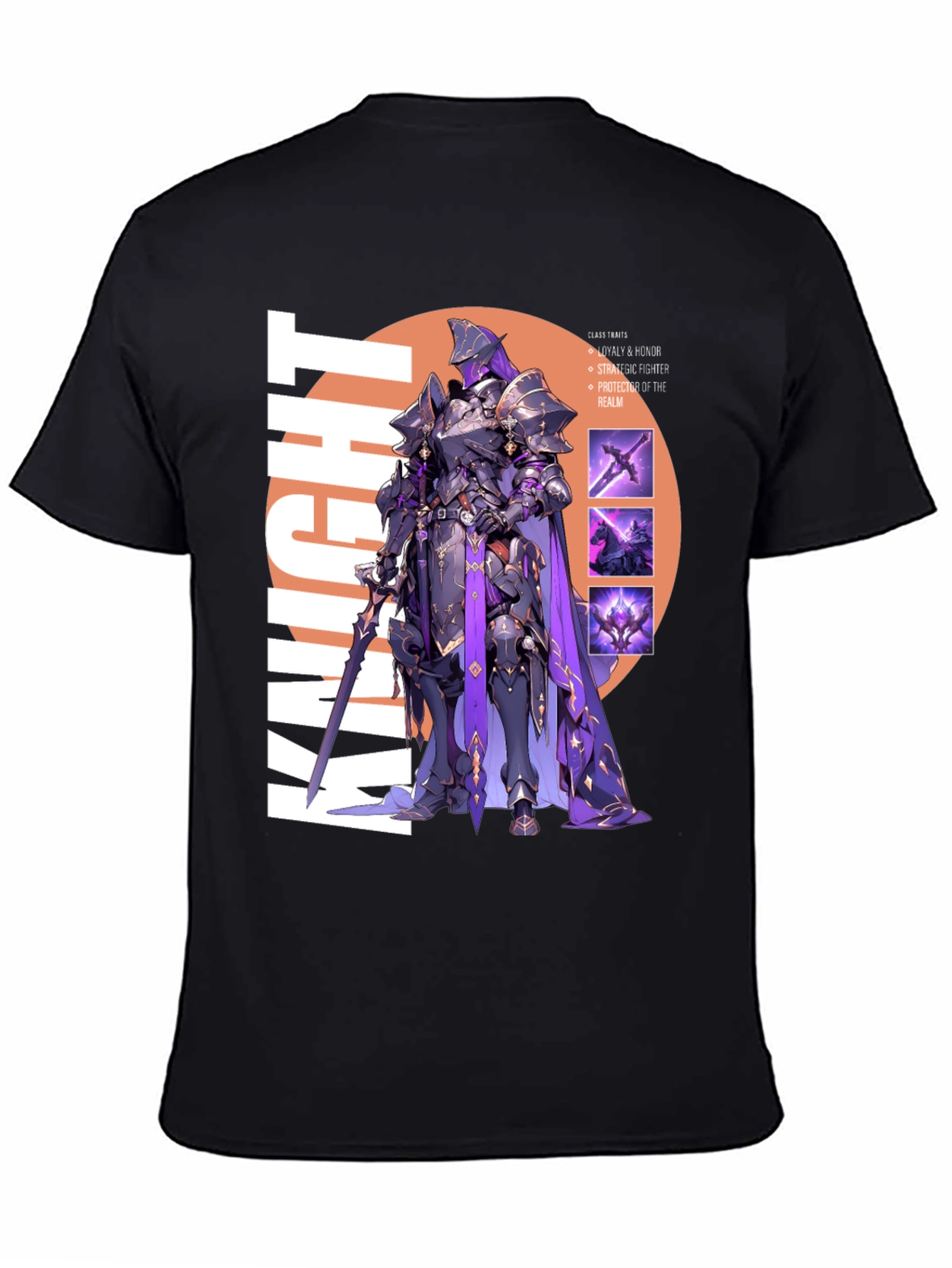 Knight Graphic Print T-Shirt - Black Cotton Tee