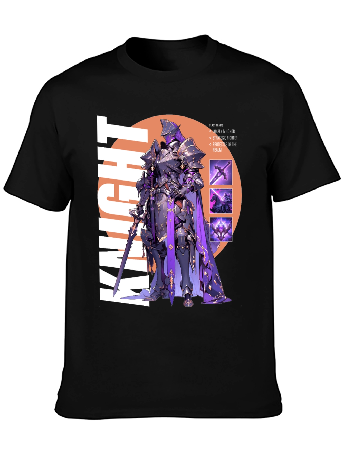 Knight Graphic Print T-Shirt - Black Cotton Tee