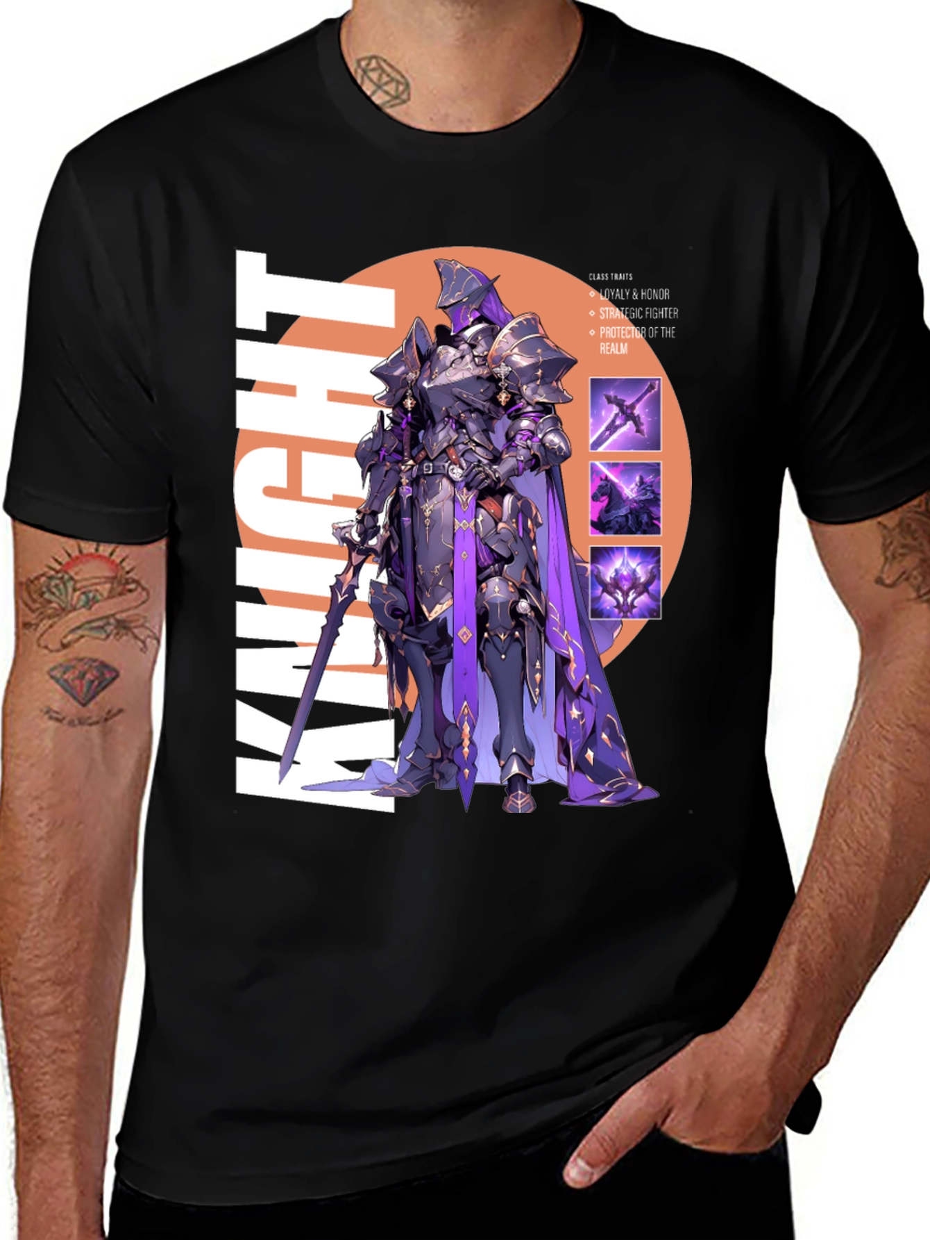 Knight Graphic Print T-Shirt - Black Cotton Tee