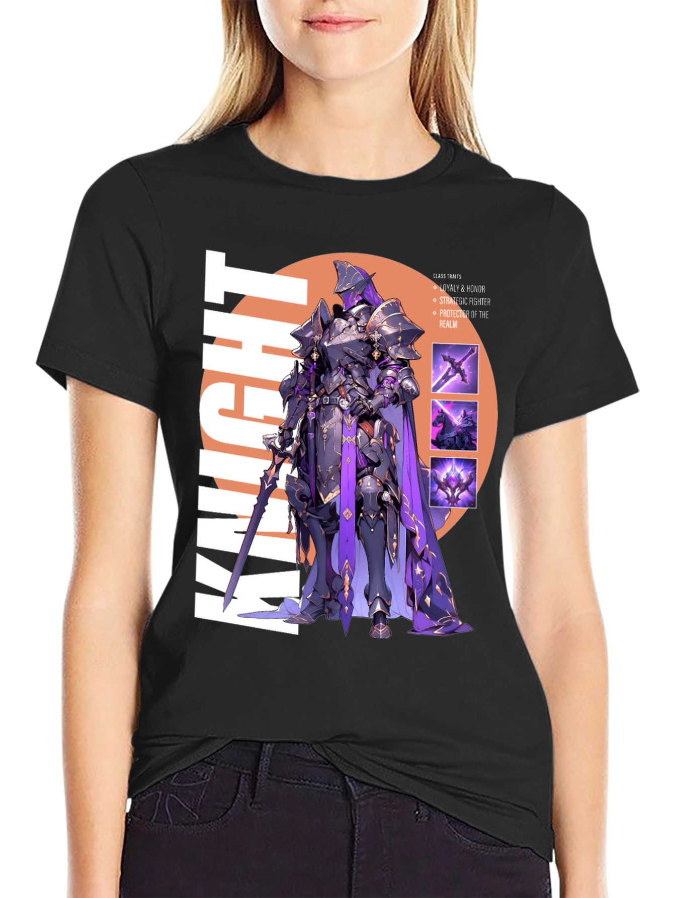 Knight Graphic Print T-Shirt - Black Cotton Tee