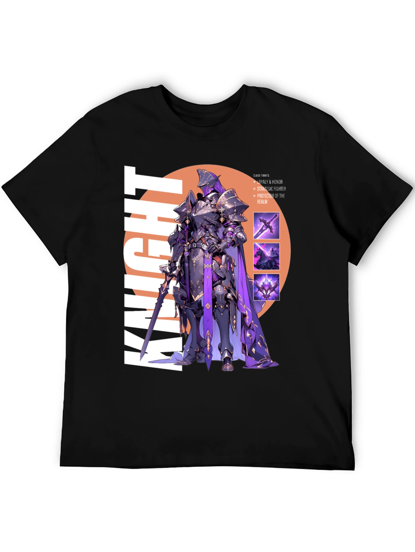 Knight Graphic Print T-Shirt - Black Cotton Tee