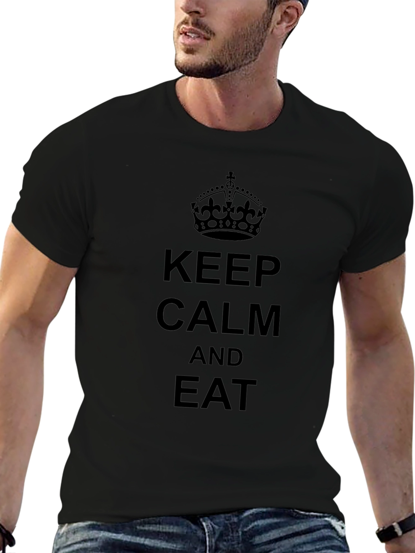 Keep Calm and Eat Black Graphic Tee