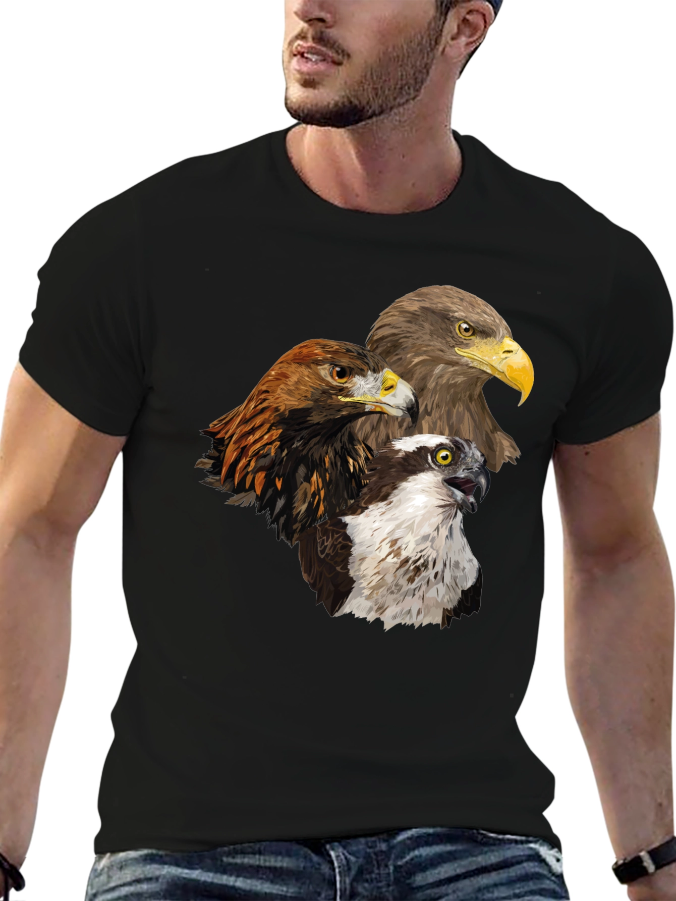 Eagle Trio Graphic Tee - Nature Lovers Black T-Shirt