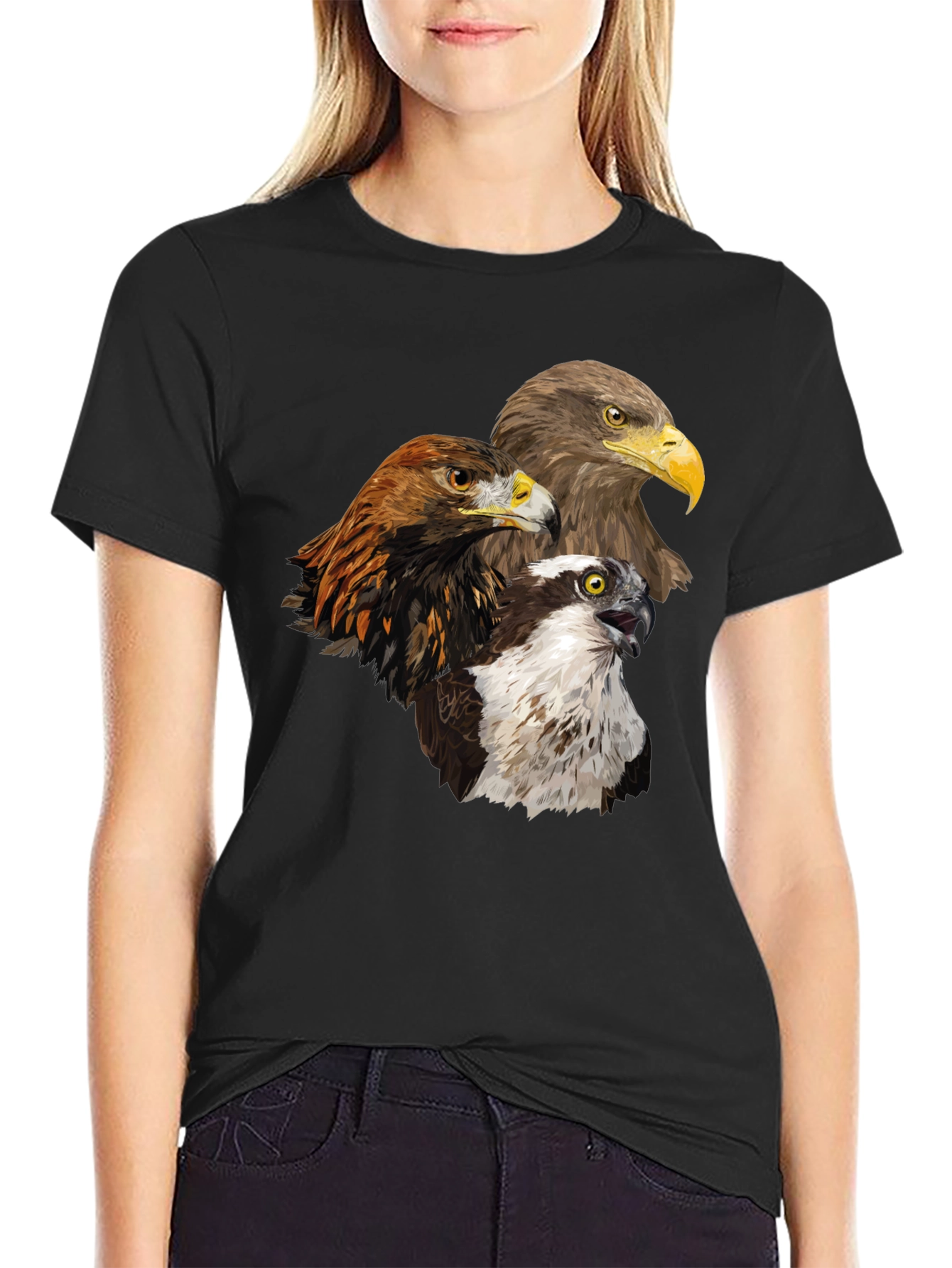 Eagle Trio Graphic Tee - Nature Lovers Black T-Shirt