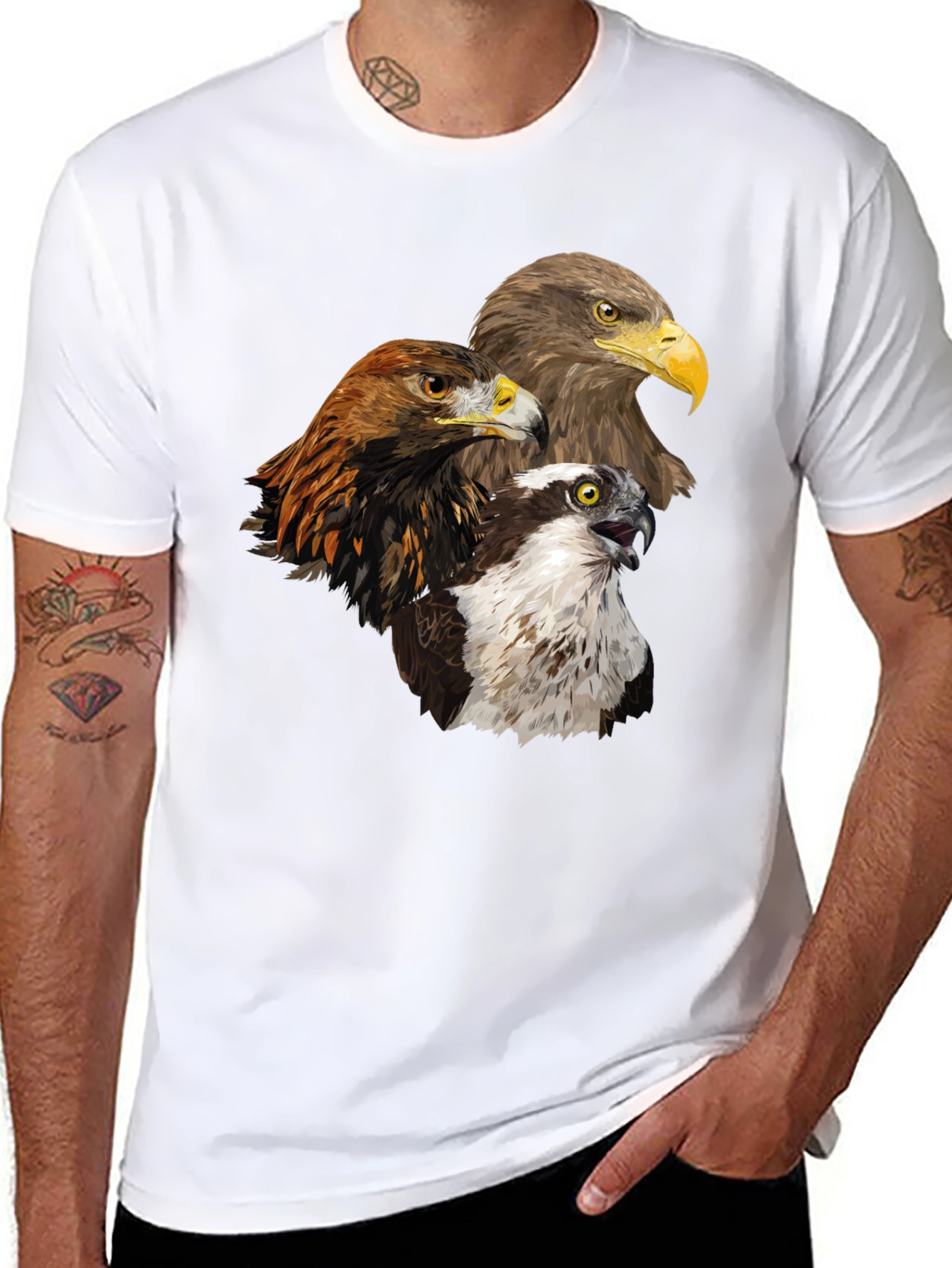 Eagle Trio Graphic Tee - Nature Lovers Black T-Shirt
