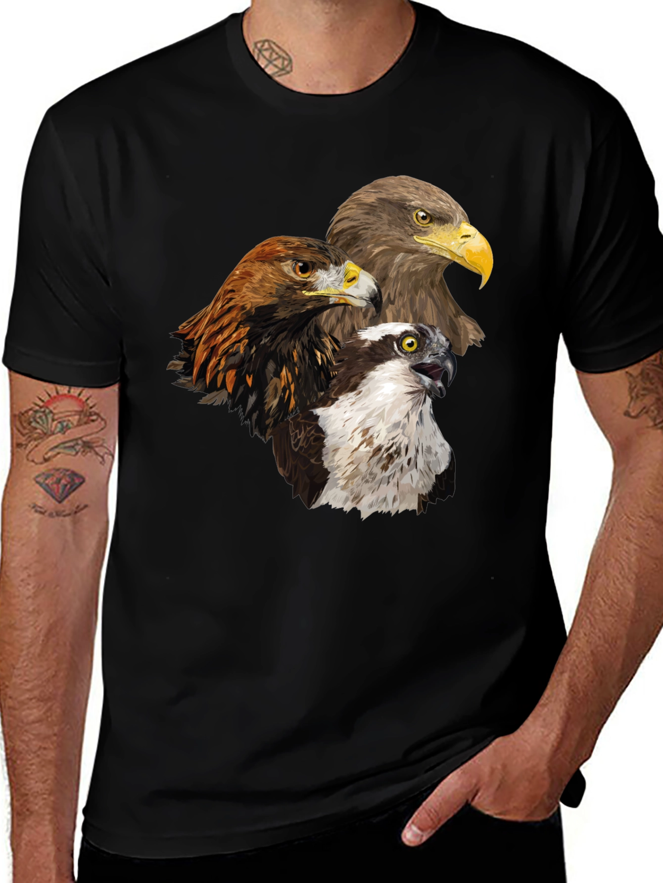 Eagle Trio Graphic Tee - Nature Lovers Black T-Shirt