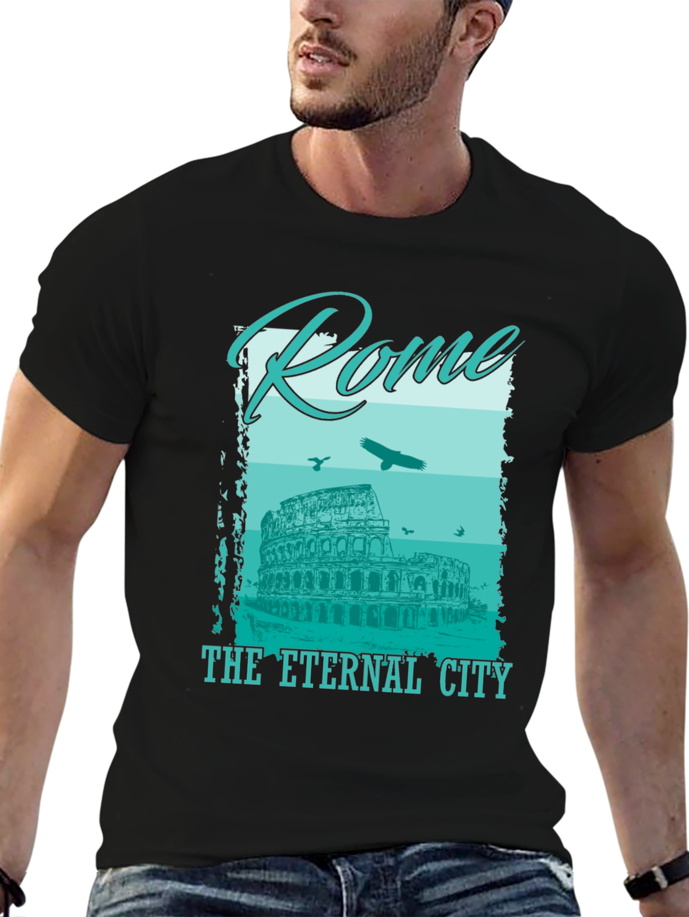 Rome Eternal City Graphic T-Shirt - Black