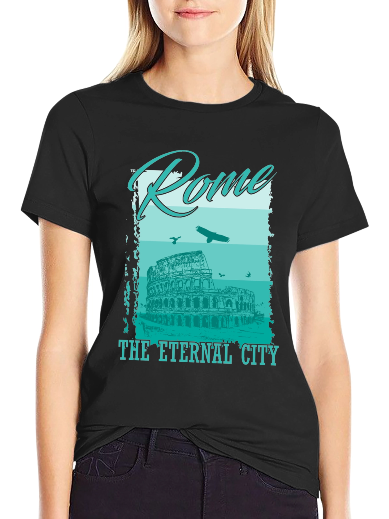 Rome Eternal City Graphic T-Shirt - Black