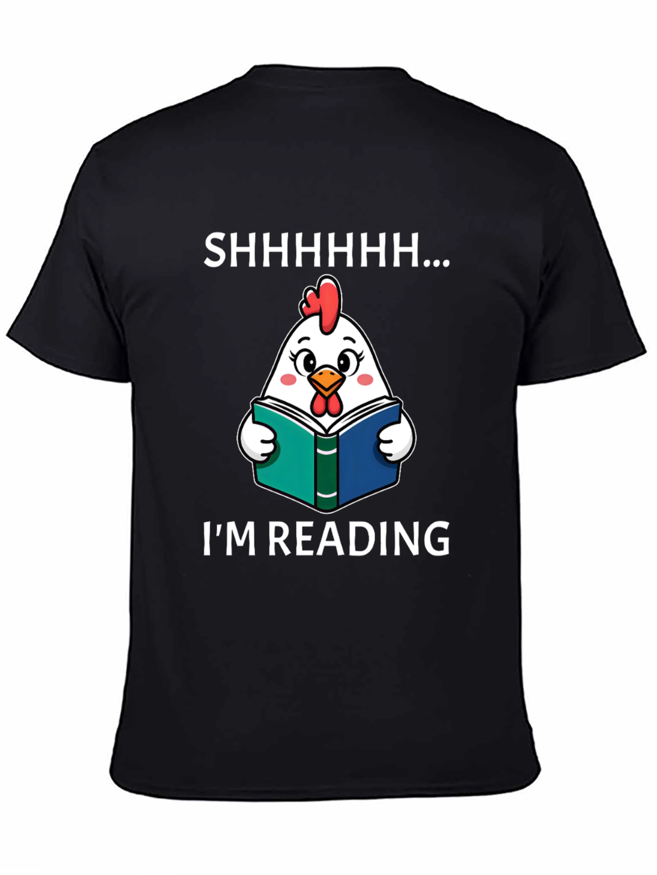 Funny Chicken Reading Book Graphic T-Shirt