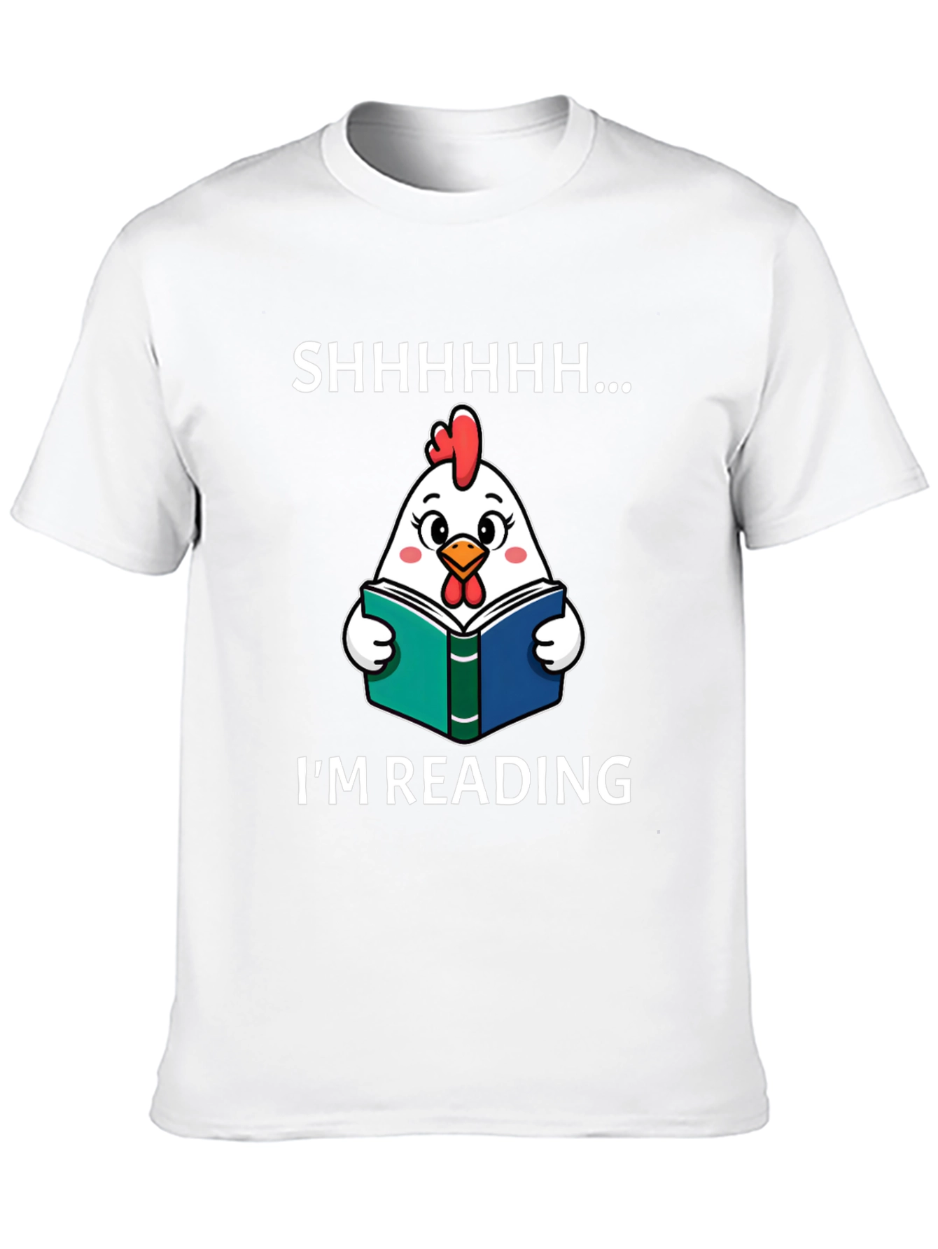 Funny Chicken Reading Book Graphic T-Shirt