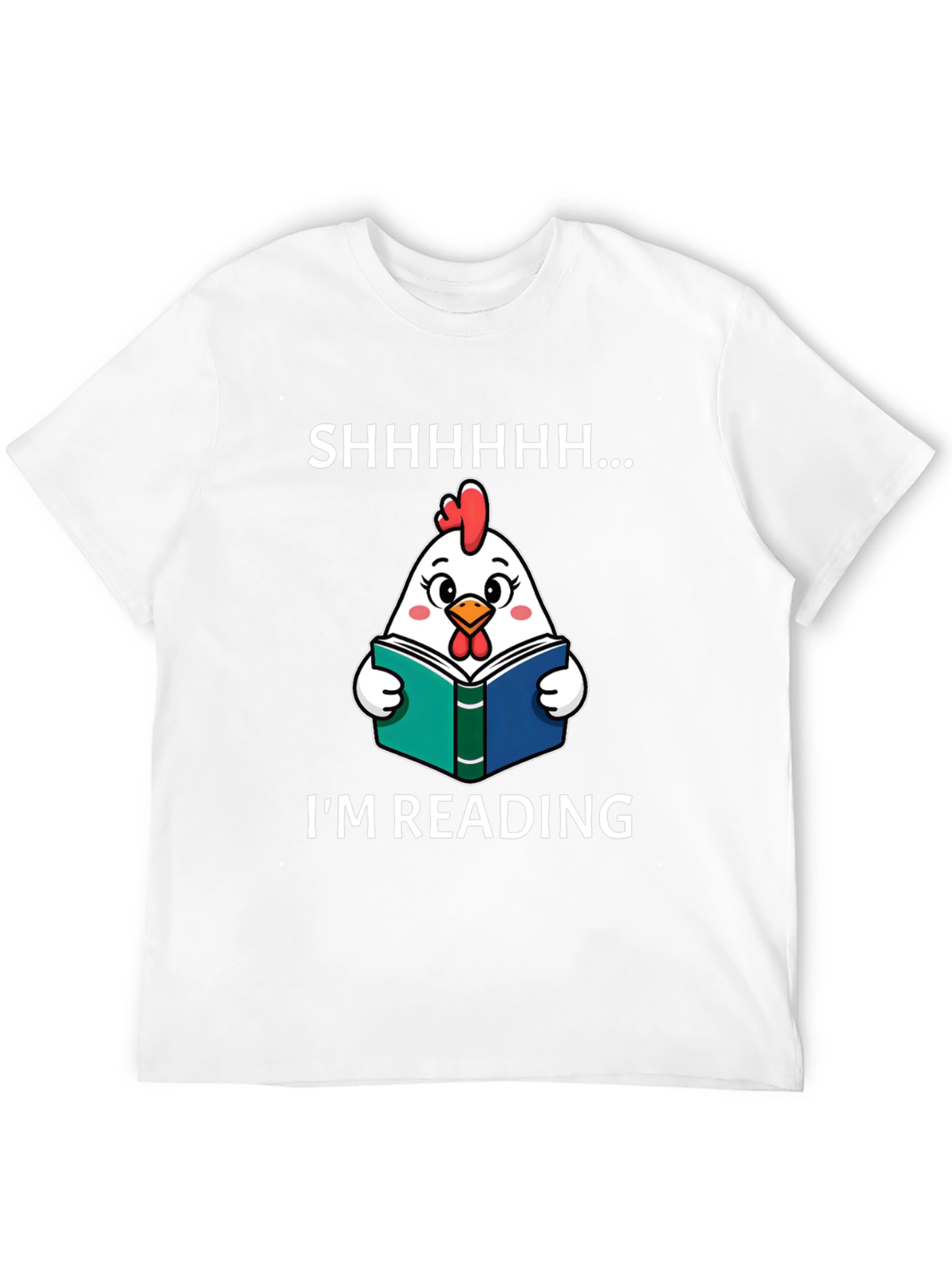 Funny Chicken Reading Book Graphic T-Shirt