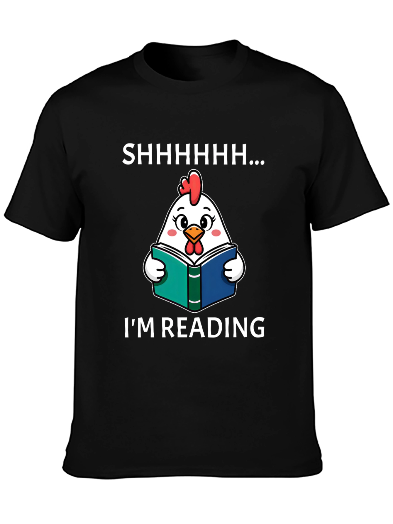 Funny Chicken Reading Book Graphic T-Shirt