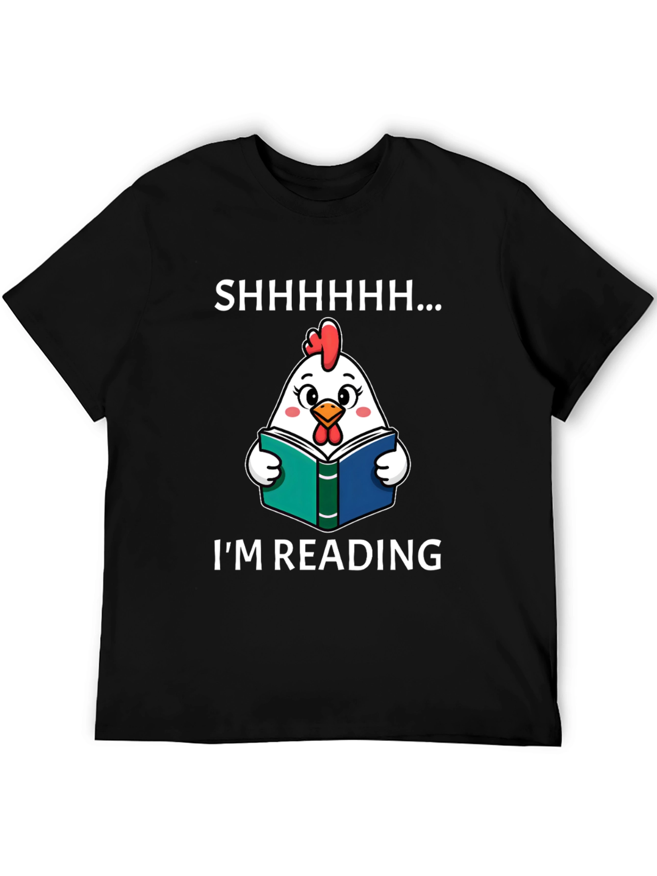Funny Chicken Reading Book Graphic T-Shirt