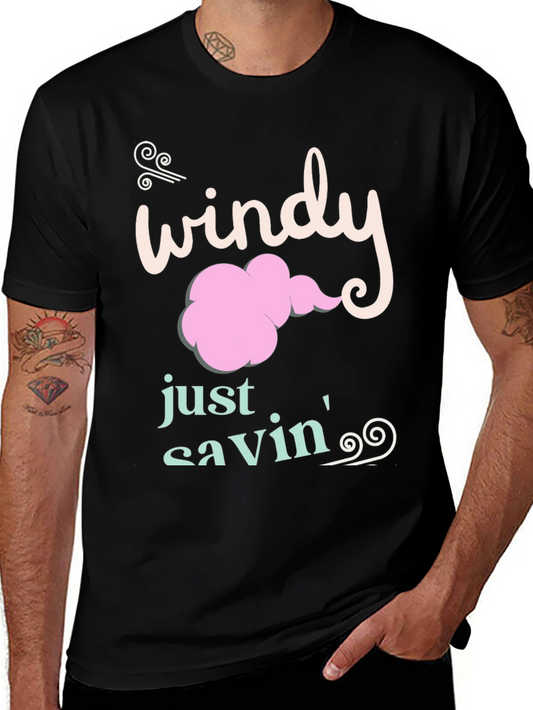 Windy Just Savin Black Cotton Graphic Tee