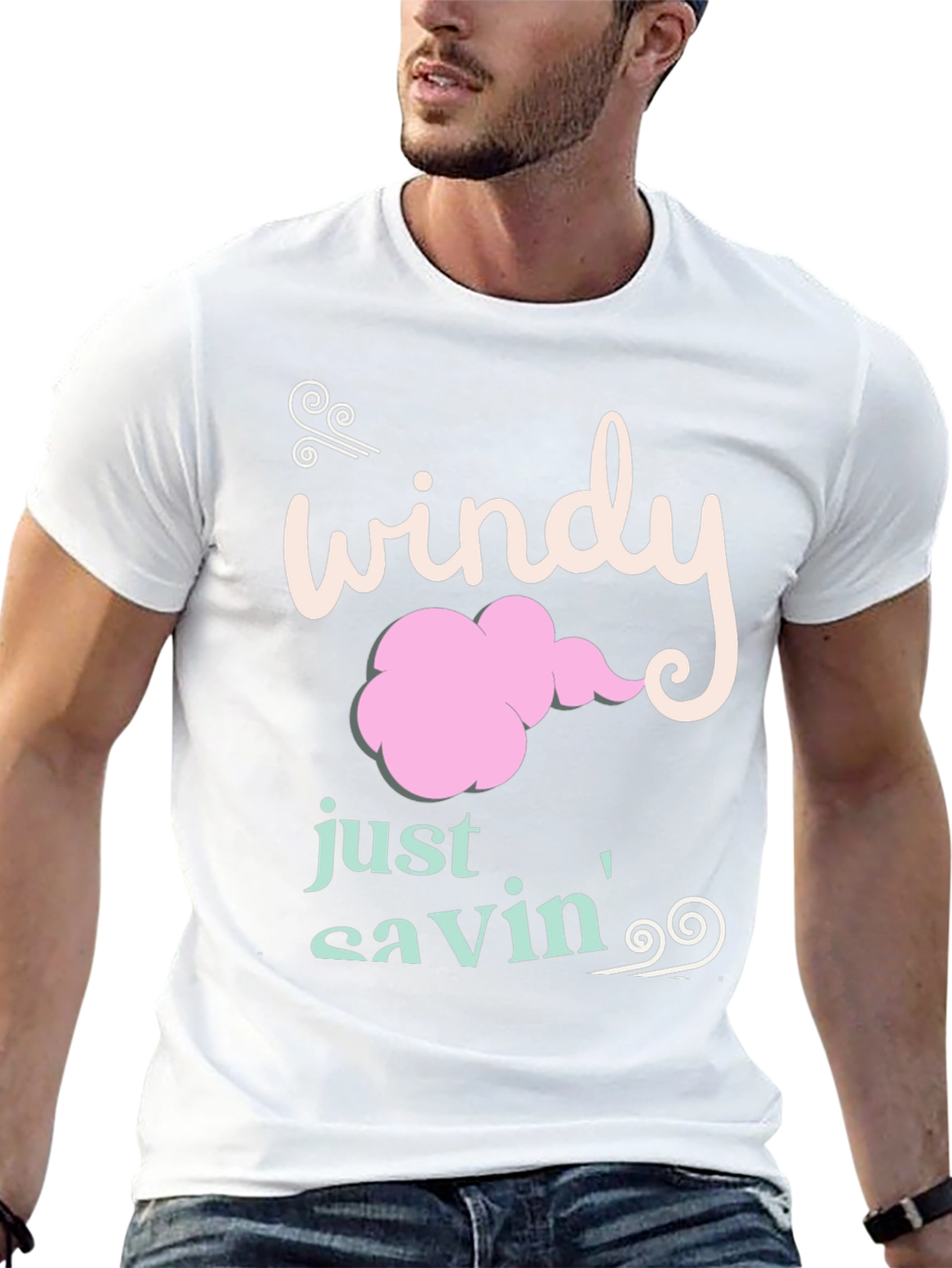 Windy Just Savin Black Cotton Graphic Tee